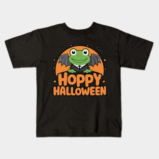 Hoppy Halloween | Batwing Frog Spooky Season Kids T-Shirt